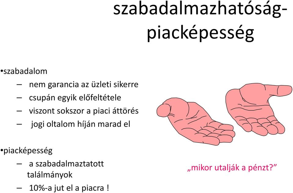 piaci áttörés jogi oltalom híján marad el piacképesség