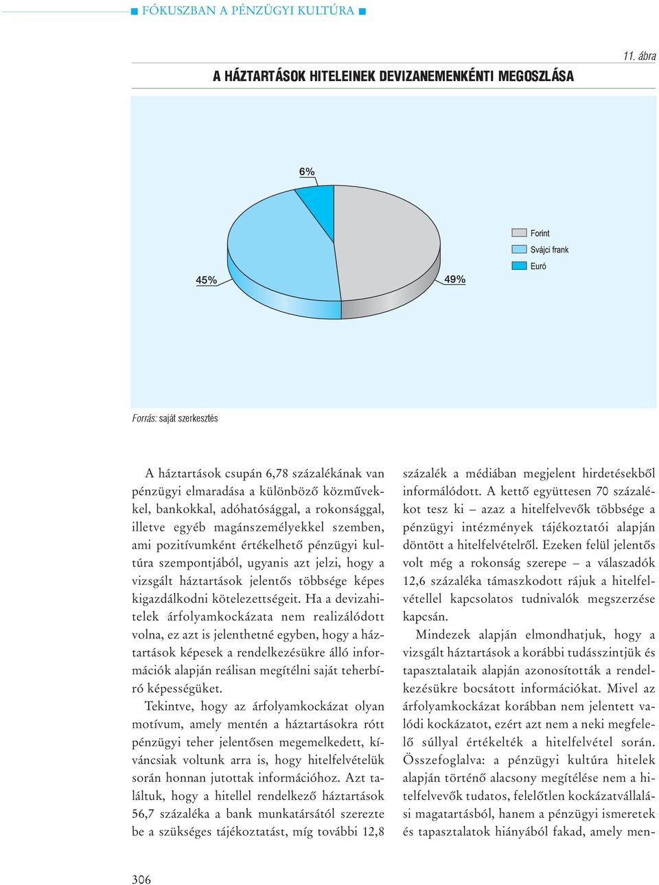 értékelhetõ pénzügyi kultúra szempontjából, ugyanis azt jelzi, hogy a vizsgált háztartások jelentõs többsége képes kigazdálkodni kötelezettségeit.