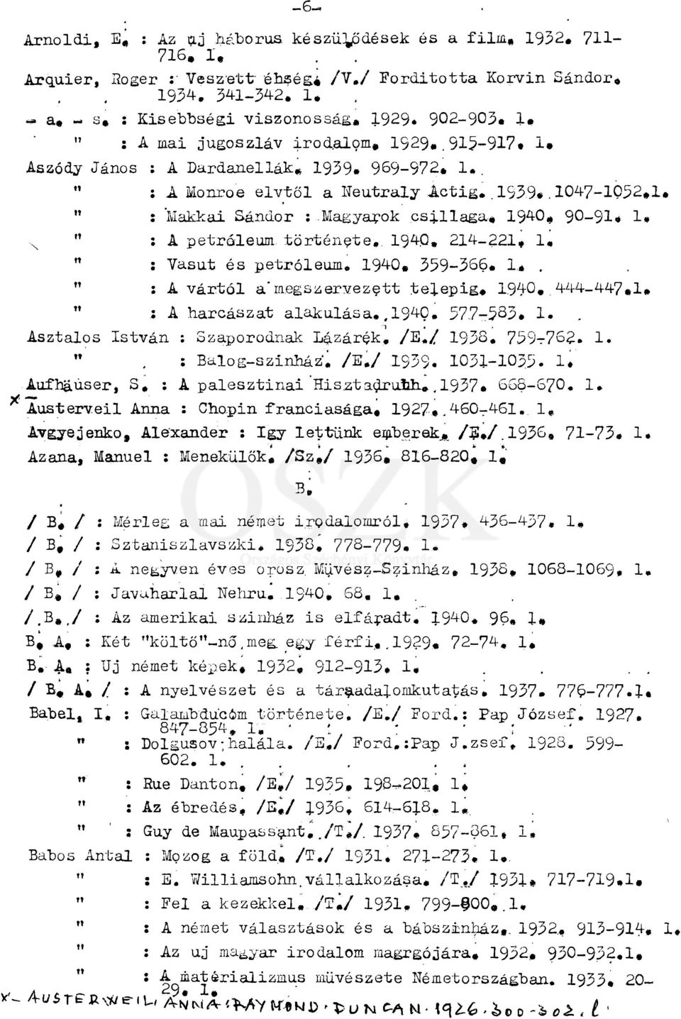 1940. 90-91. 1. x " : A petróleum, története.. 1940. 214-221, 1. rt : Vasút és petróleum. 1940. 359-366. 1,, " : Avartól a'megszervezett telepig. 1940..444-447,1, " A harcászat alakulása.