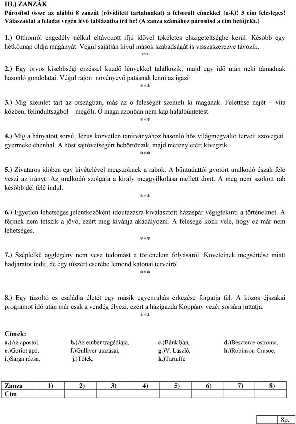 Végül sajátján kívül mások szabadságát is visszaszerezve távozik. 2.) Egy orvos kisebbségi érzéssel küzdő lényekkel találkozik, majd egy idő után neki támadnak hasonló gondolatai.