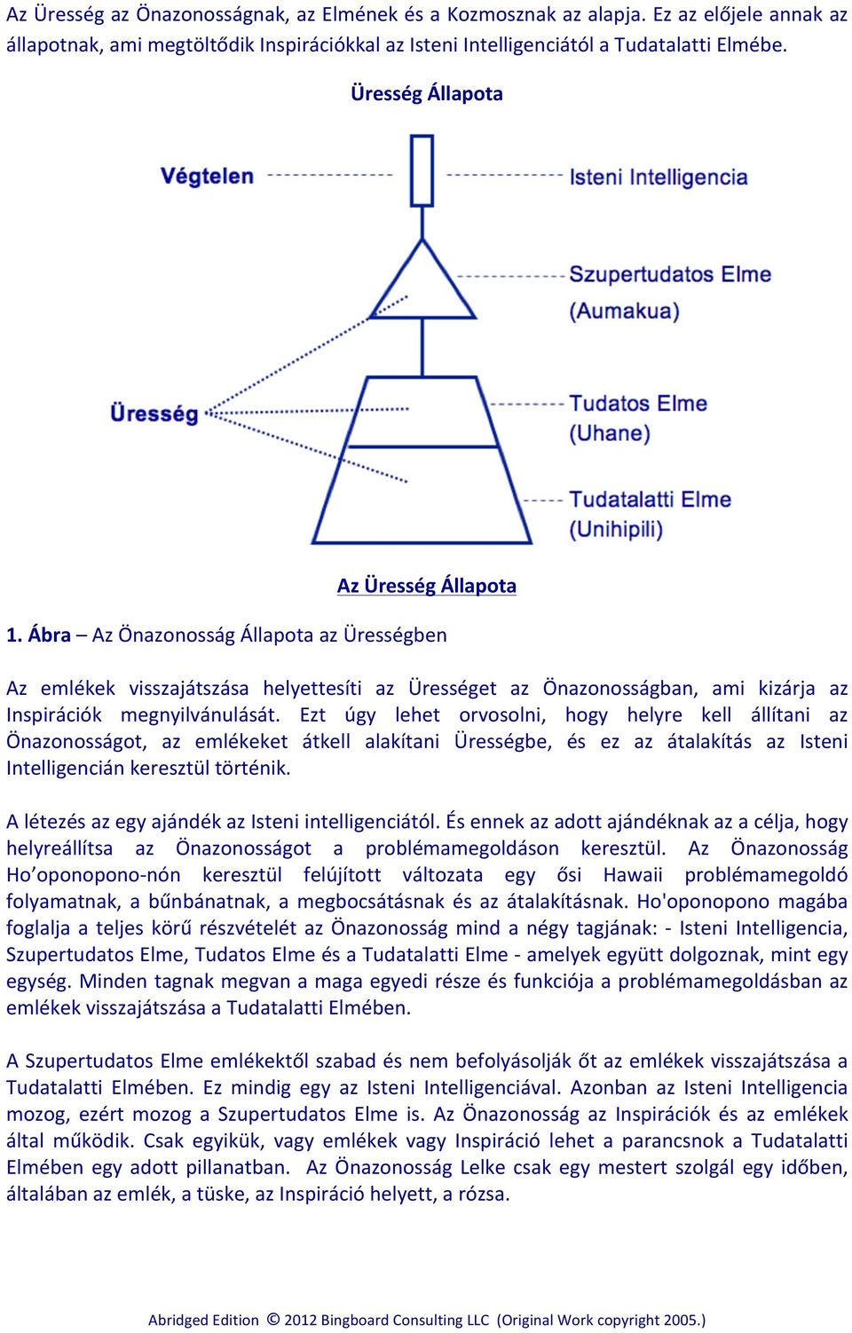 Ezt úgy lehet orvosolni, hogy helyre kell állítani az Önazonosságot, az emlékeket átkell alakítani Ürességbe, és ez az átalakítás az Isteni Intelligencián keresztül történik.