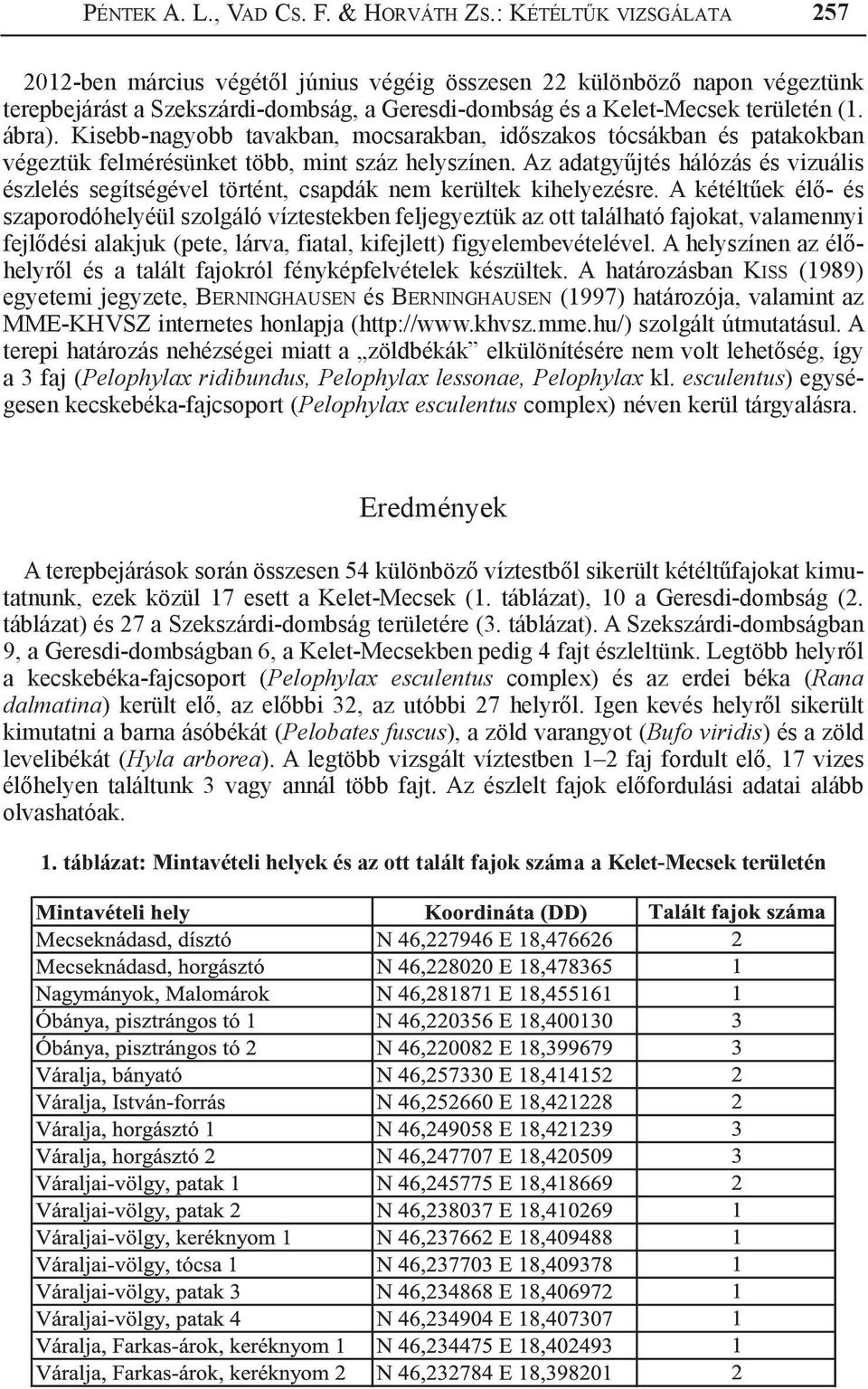 Kisebb-nagyobb tavakban, mocsarakban, időszakos tócsákban és patakokban végeztük felmérésünket több, mint száz helyszínen.