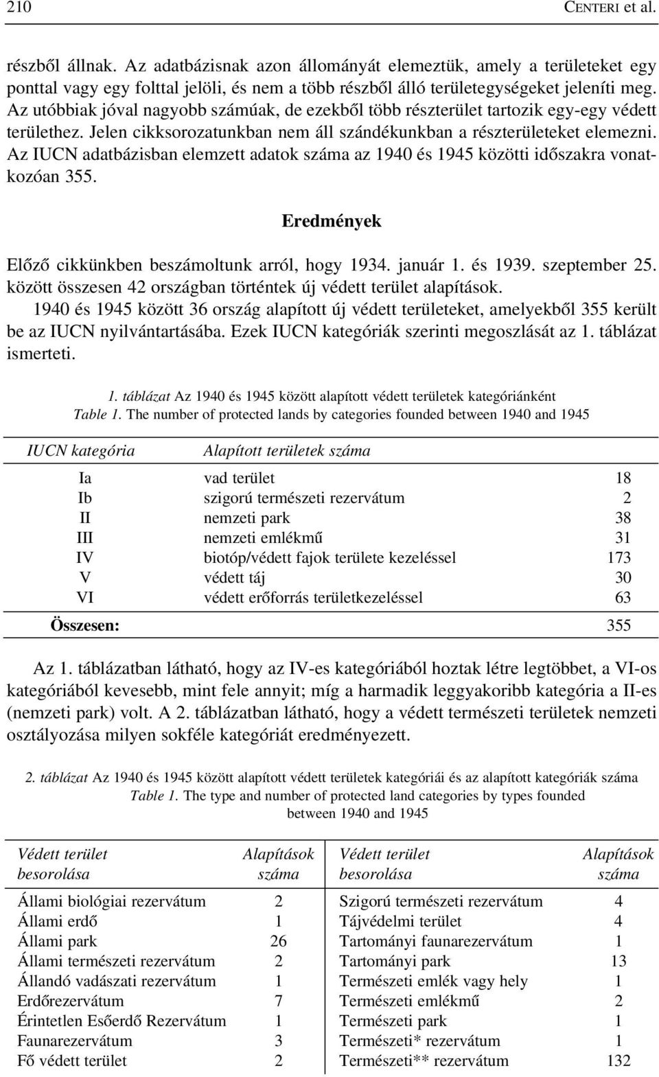 Az IUCN adatbázisban elemzett adatok száma az 1940 és 1945 közötti idõszakra vonatkozóan 355. Eredmények Elõzõ cikkünkben beszámoltunk arról, hogy 1934. január 1. és 1939. szeptember 25.