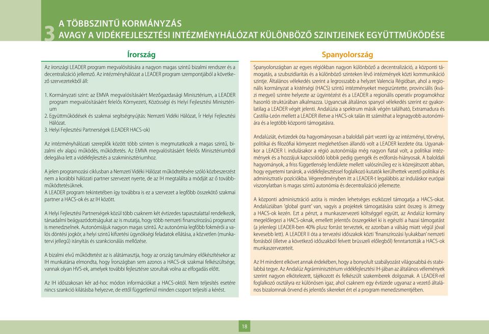 Kormányzati szint: az EMVA megvalósításáért Mezőgazdasági Minisztérium, a LEADER program megvalósításáért felelős Környezeti, Közösségi és Helyi Fejlesztési Minisztérium 2.