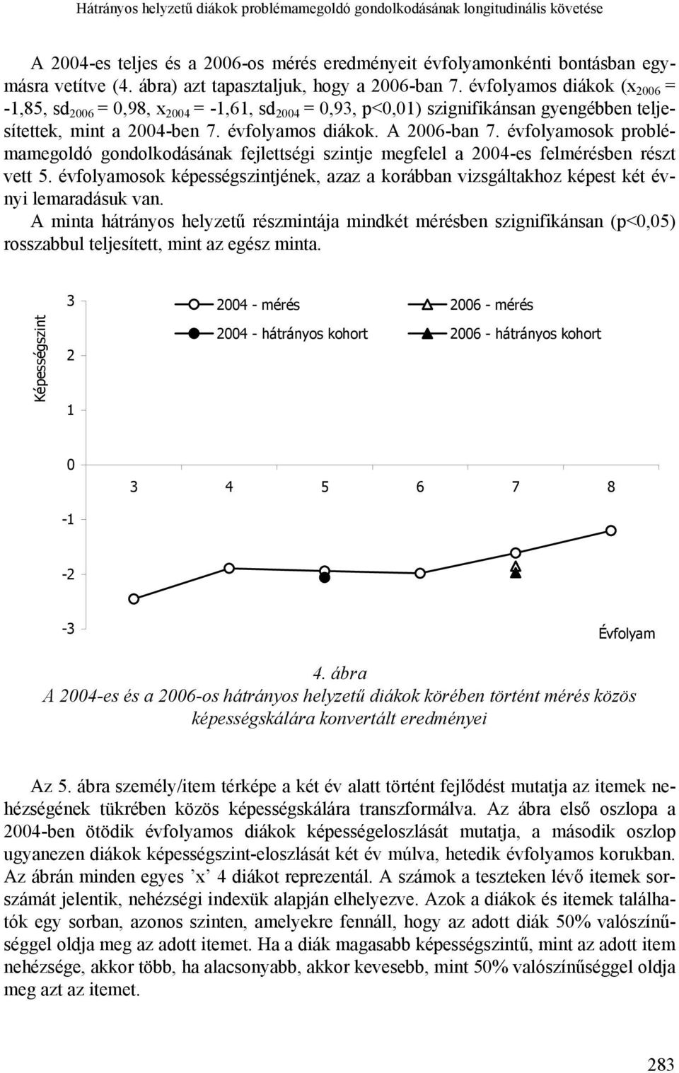 évfolyamos diákok. A 2006-ban 7. évfolyamosok problémamegoldó gondolkodásának fejlettségi szintje megfelel a 2004-es felmérésben részt vett 5.