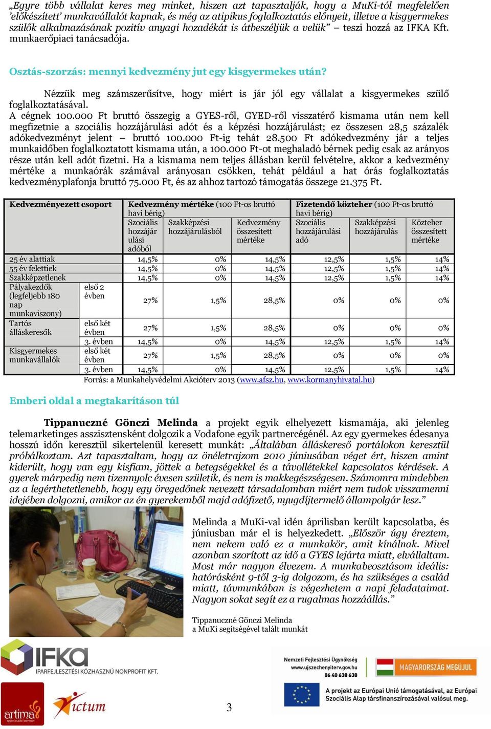 Nézzük meg számszerűsítve, hogy miért is jár jól egy vállalat a kisgyermekes szülő foglalkoztatásával. A cégnek 100.