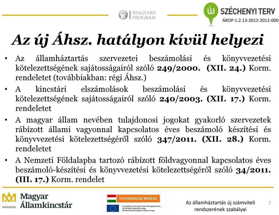 rendeletet A magyar állam nevében tulajdonosi jogokat gyakorló szervezetek rábízott állami vagyonnal kapcsolatos éves beszámoló készítési és könyvvezetési kötelezettségéről