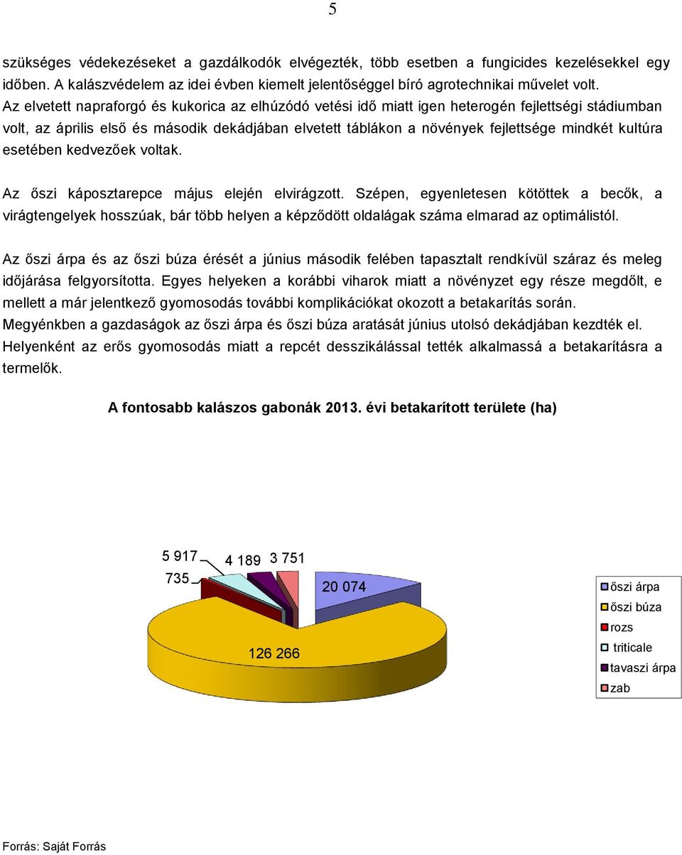 kultúra esetében kedvezőek voltak. Az őszi káposztarepce május elején elvirágzott.