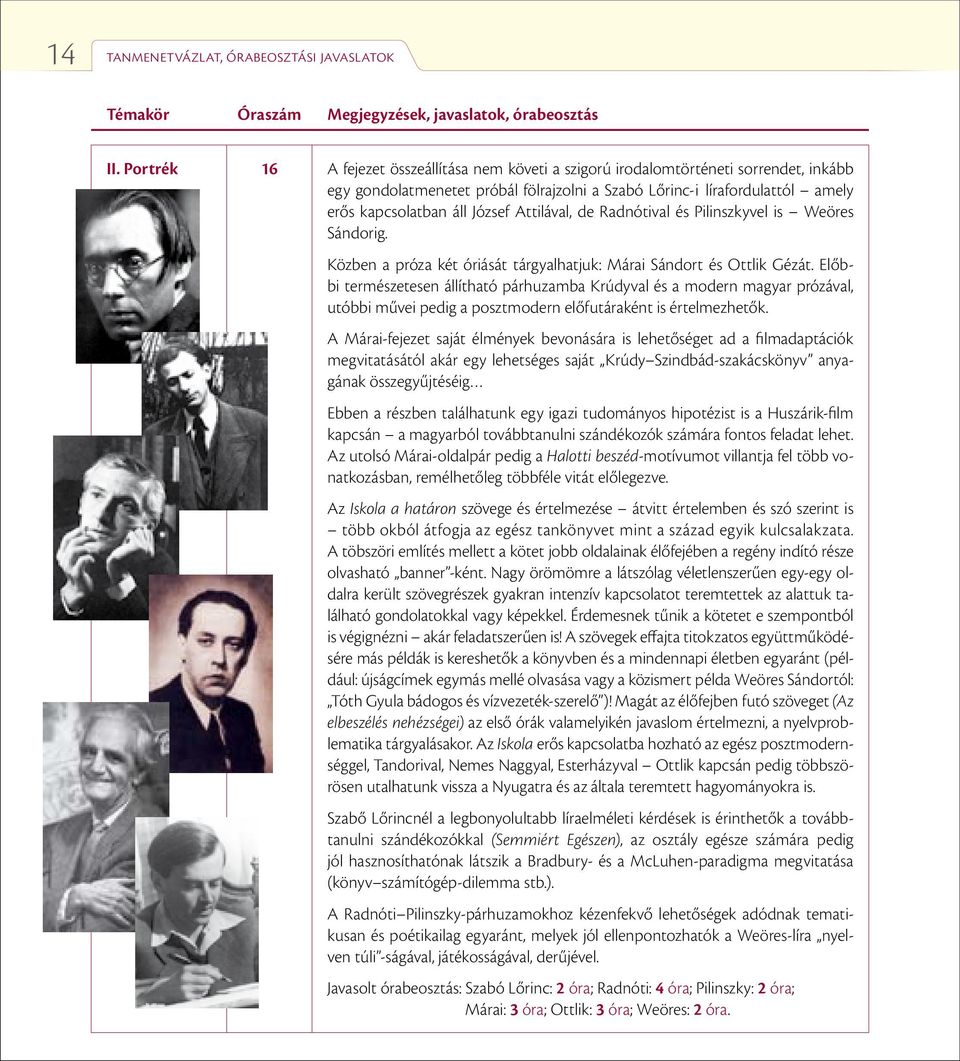 Attilával, de Radnótival és Pilinszkyvel is Weöres Sándorig. Közben a próza két óriását tárgyalhatjuk: Márai Sándort és Ottlik Gézát.