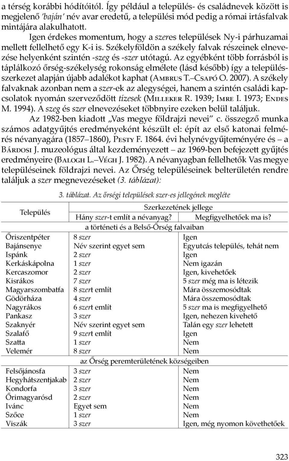 Az egyébként több forrásból is táplálkozó őrség-székelység rokonság elmélete (lásd később) így a településszerkezet alapján újabb adalékot kaphat (Ambrus T. Csapó O. 2007).