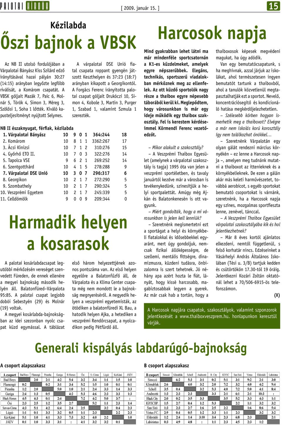 A VBSK góljait Mazák 7, Paic 6, Molnár 5, Török 4, Simon 3, Méreg 3, Szölôsi 1, Soha 1 lôtték. Kiváló kapusteljesítményt nyújtott Selymes.