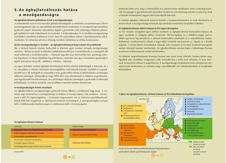 Az éghajlatváltozás globálisan érinti a mezőgazdaságot A szakemberek szerint a kis mértékű globális felmelegedés is csökkenti a terméshozamot, illetve termésingadozást okoz az egyenlítőhöz közelebb