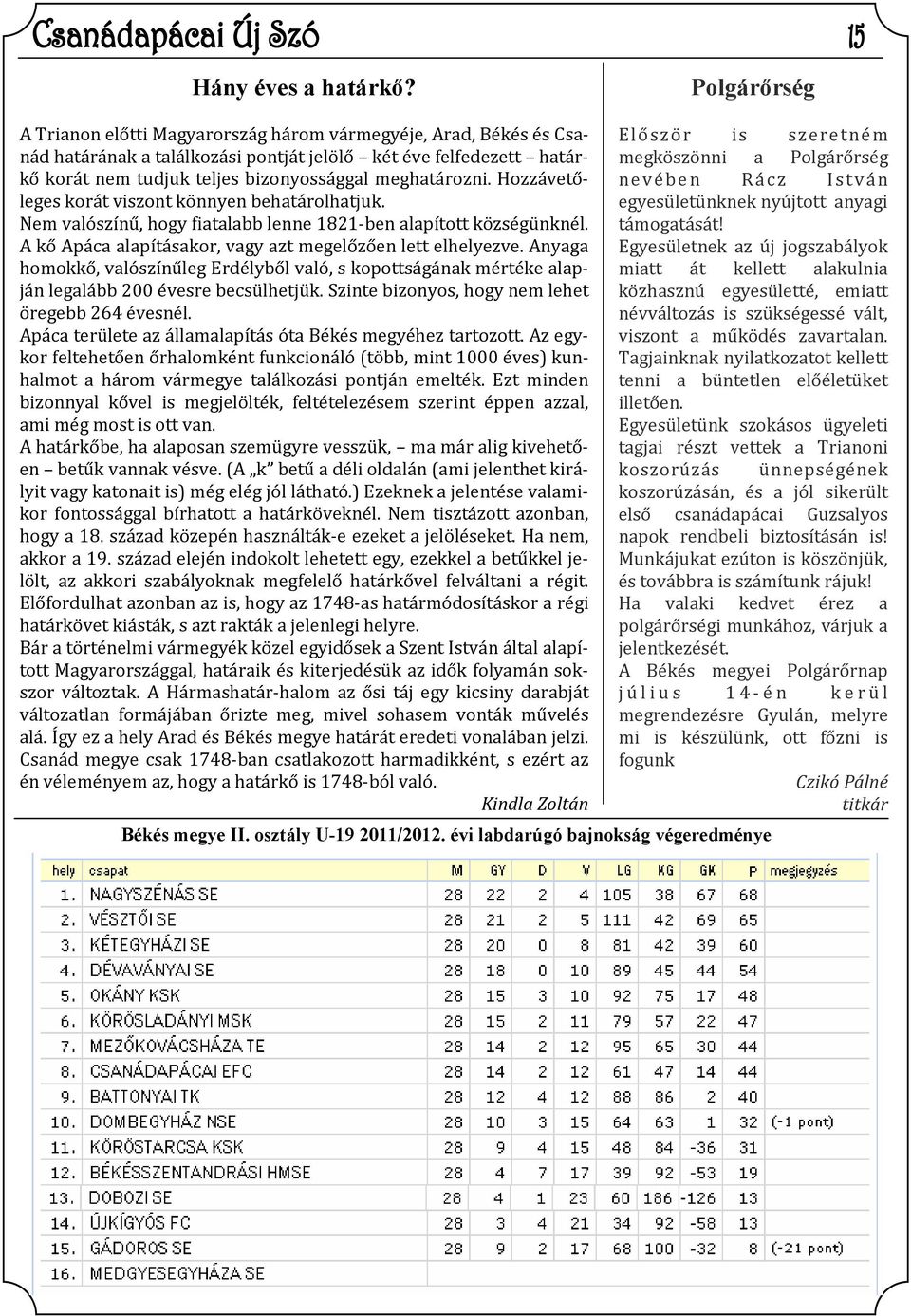 meghatározni. Hozzávetőleges korát viszont könnyen behatárolhatjuk. Nem valószínű, hogy fiatalabb lenne 1821-ben alapított községünknél. A kő Apáca alapításakor, vagy azt megelőzően lett elhelyezve.