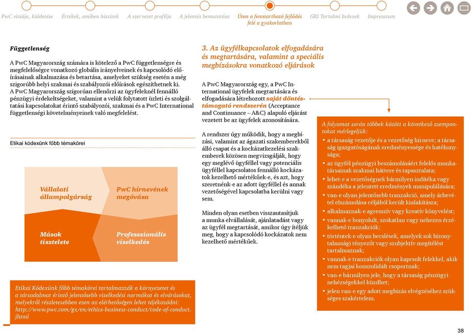 A PwC Magyarország szigorúan ellenőrzi az ügyfeleknél fennálló pénzügyi érdekeltségeket, valamint a velük folytatott üzleti és szolgáltatási kapcsolatokat érintő szabályozói, szakmai és a PwC