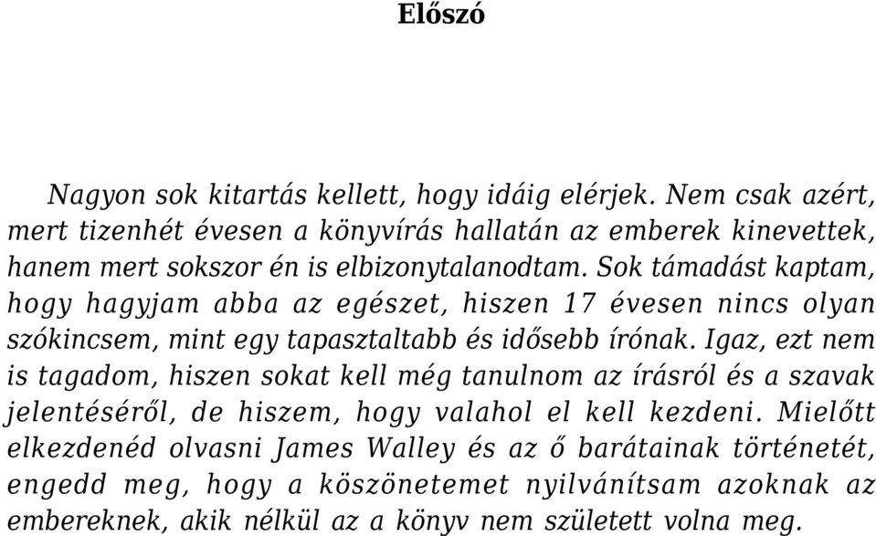 Sok támadást kaptam, hogy hagyjam abba az egészet, hiszen 17 évesen nincs olyan szókincsem, mint egy tapasztaltabb és idősebb írónak.