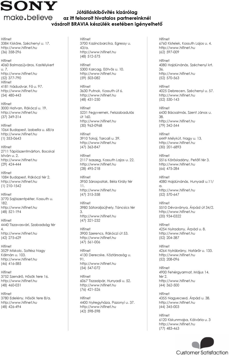 (48) 521-194 4440 Tiszavasvári, Szabadság tér 4. (42) 275-629 3529 Miskolc, Soltész Nagy Kálmán u. 103. (46) 416-585 3752 Szendrő, Hősök tere 16. (48) 460-031 3780 Edelény, Hősök tere 8/a.