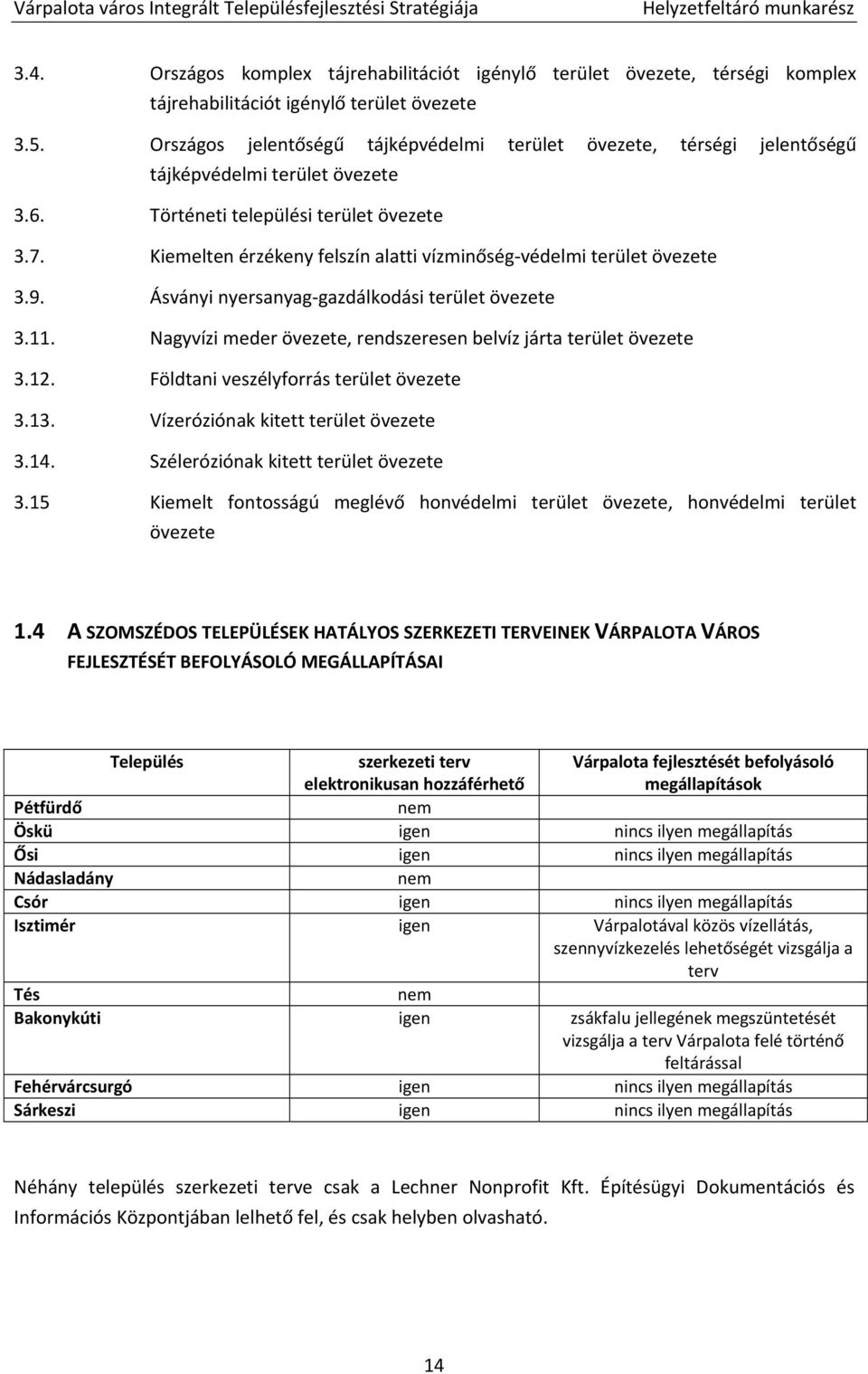 Kiemelten érzékeny felszín alatti vízminőség védelmi terület övezete 3.9. Ásványi nyersanyag gazdálkodási terület övezete 3.11. Nagyvízi meder övezete, rendszeresen belvíz járta terület övezete 3.12.