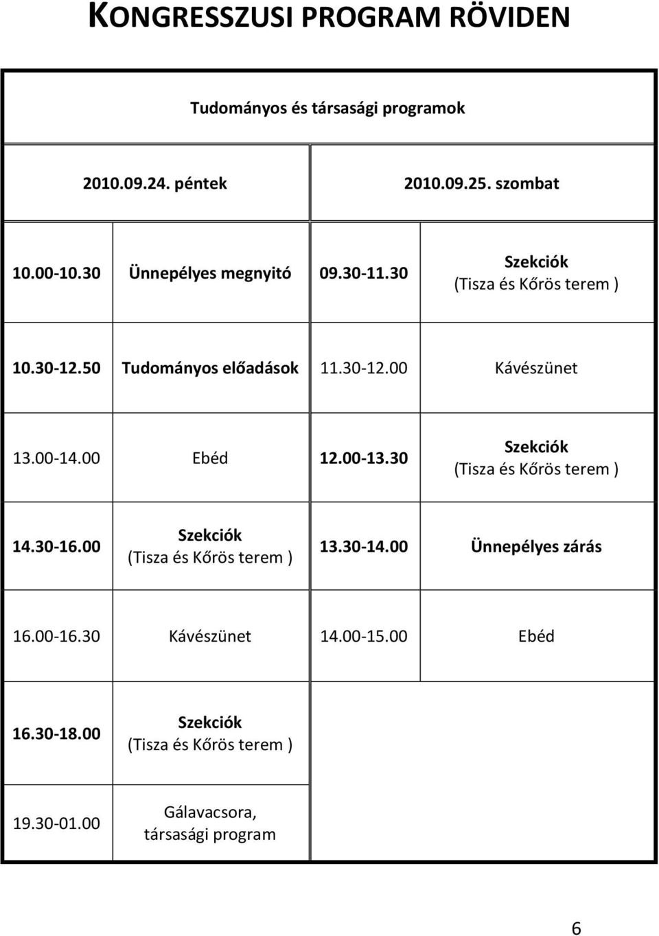 00-14.00 Ebéd 12.00-13.30 Szekciók (Tisza és Kőrös terem ) 14.30-16.00 Szekciók (Tisza és Kőrös terem ) 13.30-14.