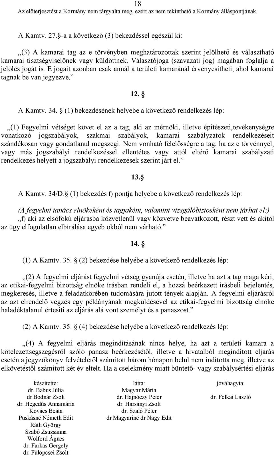 (1) bekezdésének helyébe a következő rendelkezés lép: (1) Fegyelmi vétséget követ el az a tag, aki az mérnöki, illetve építészeti,tevékenységre vonatkozó jogszabályok, szakmai szabályok, kamarai