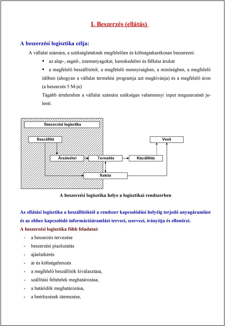 értelemben a vállalat számára szükséges valamennyi input megszerzését jelenti.