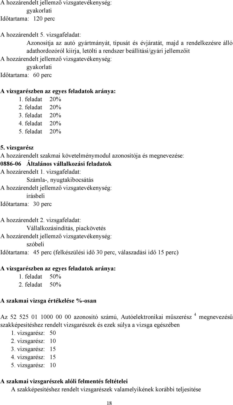 vizsgatevékenység: gyakorlati Időtartama: 60 perc A vizsgarészben az egyes feladatok aránya: 1. feladat 20% 2. feladat 20% 3. feladat 20% 4. feladat 20% 5.