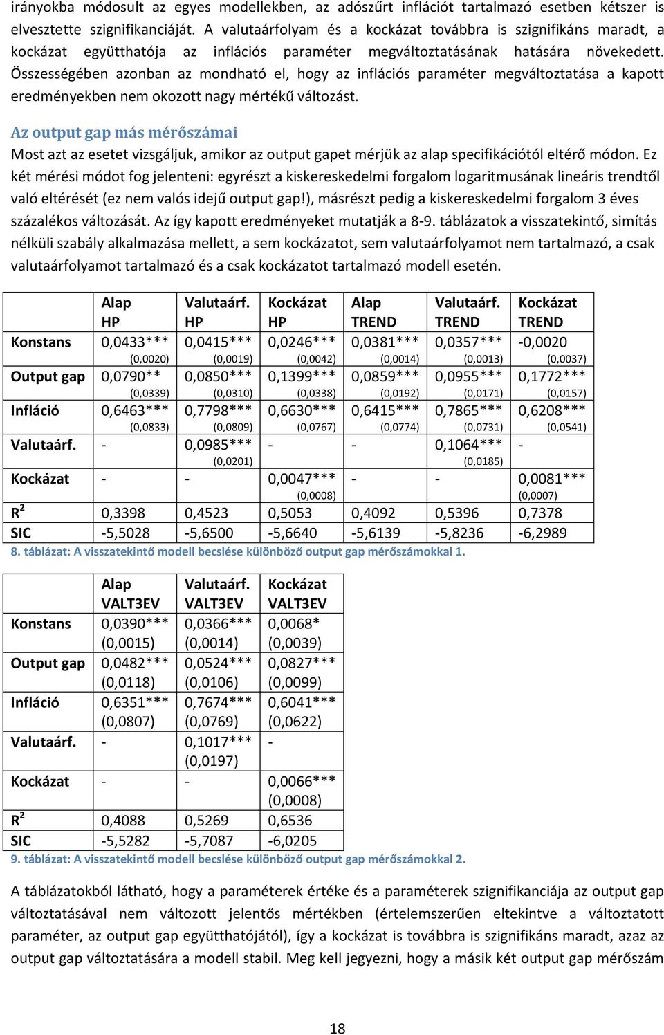 Összességében azonban az mondható el, hogy az inflációs paraméter megváltoztatása a kapott eredményekben nem okozott nagy mértékű változást.