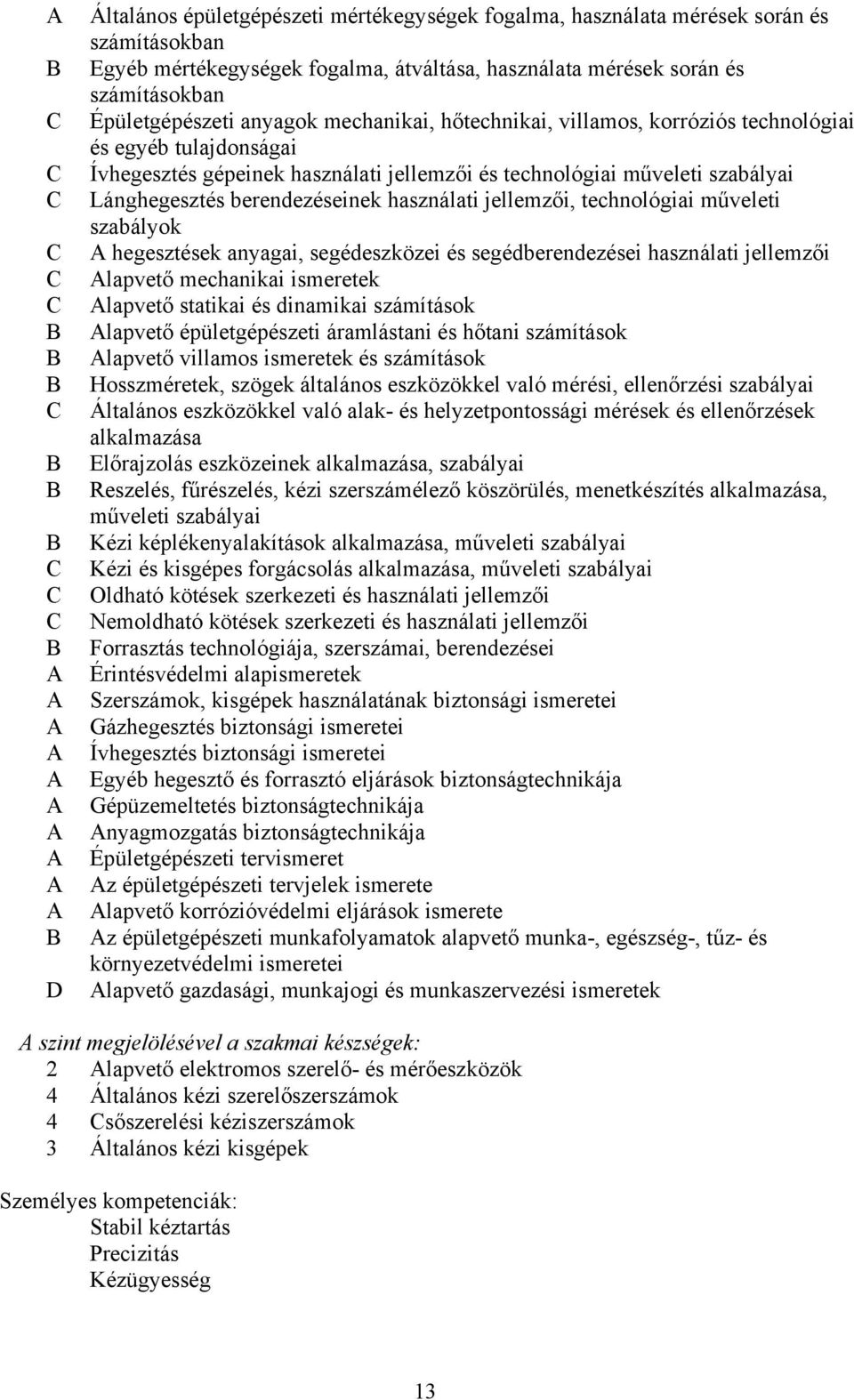 használati jellemzői, technológiai műveleti szabályok hegesztések anyagai, segédeszközei és segédberendezései használati jellemzői lapvető mechanikai ismeretek lapvető statikai és dinamikai