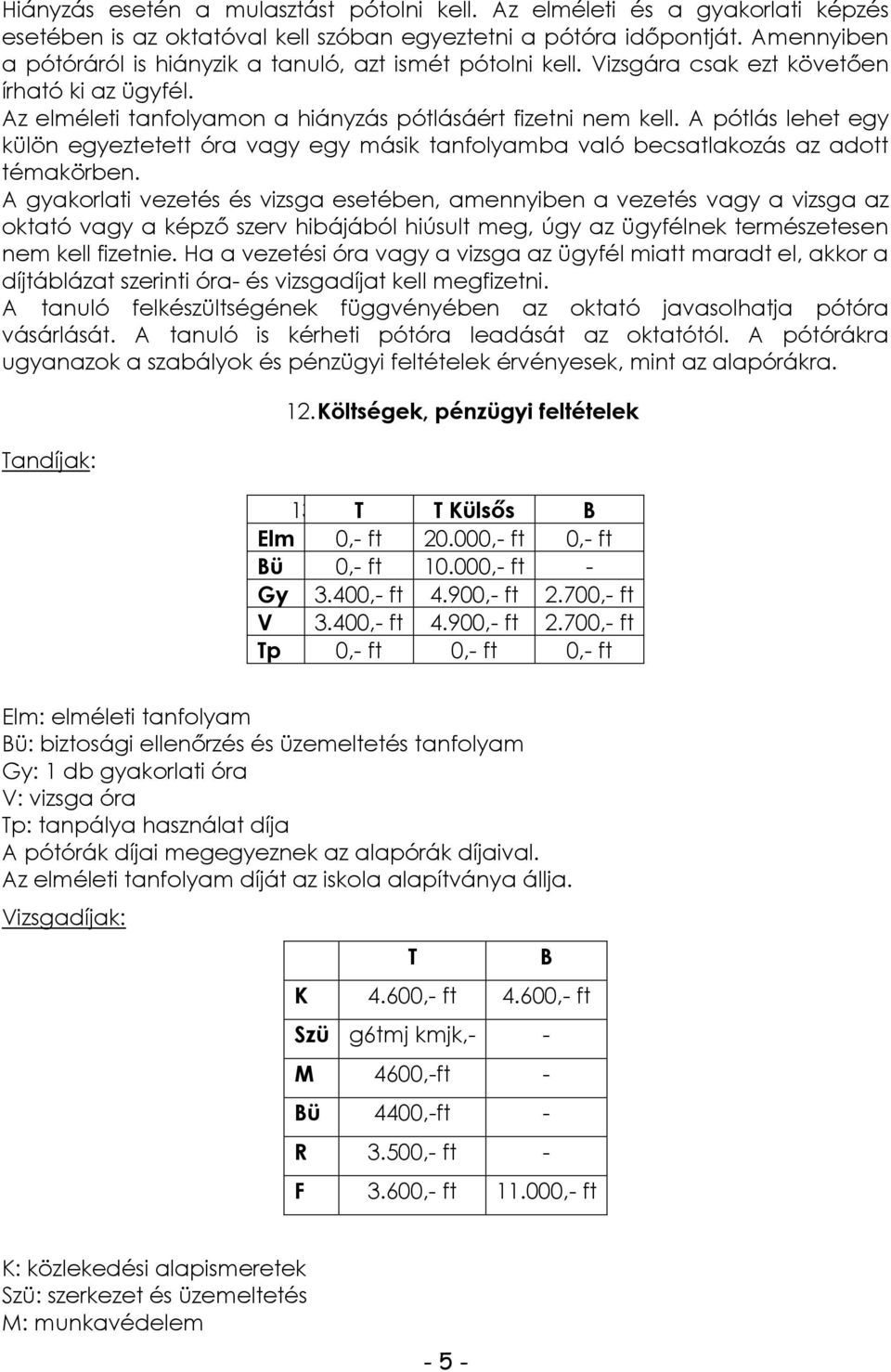 A pótlás lehet egy külön egyeztetett óra vagy egy másik tanfolyamba való becsatlakozás az adott témakörben.