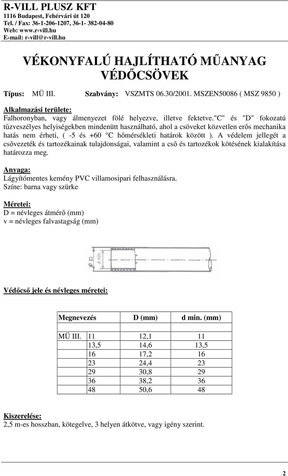 A védelem jellegét a csővezeték és tartozékainak tulajdonságai, valamint a cső és tartozékok kötésének kialakítása határozza meg. Anyaga: Lágyítómentes kemény PVC villamosipari felhasználásra.