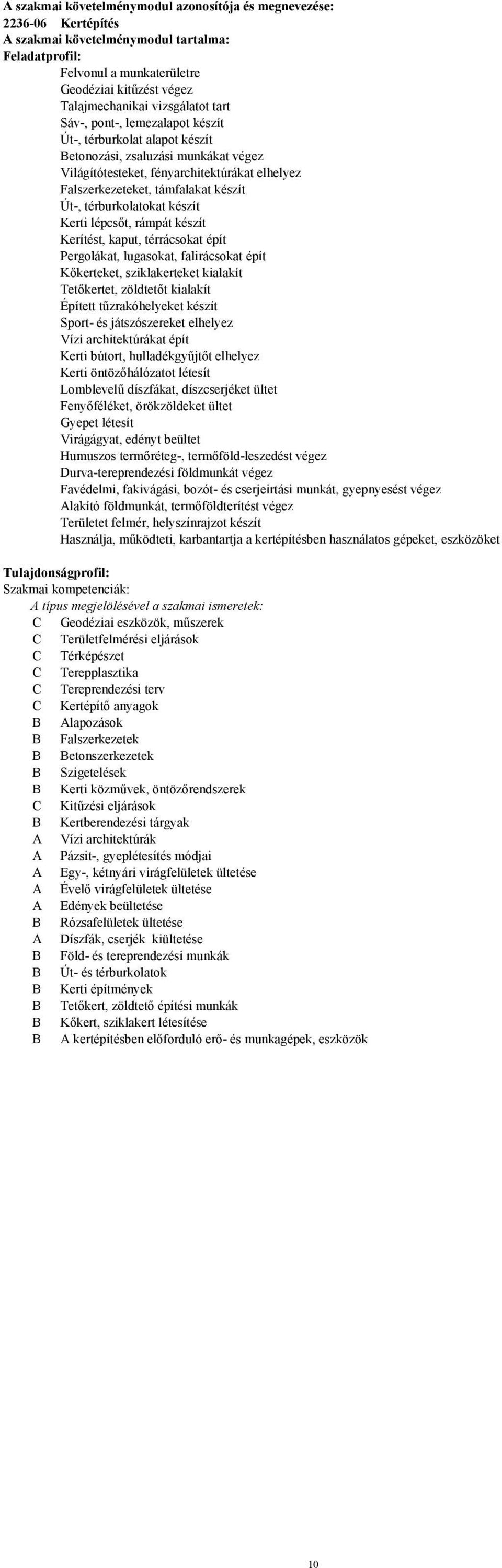 Út-, térburkolatokat készít Kerti lépcsőt, rámpát készít Kerítést, kaput, térrácsokat épít Pergolákat, lugasokat, falirácsokat épít Kőkerteket, sziklakerteket kialakít Tetőkertet, zöldtetőt kialakít