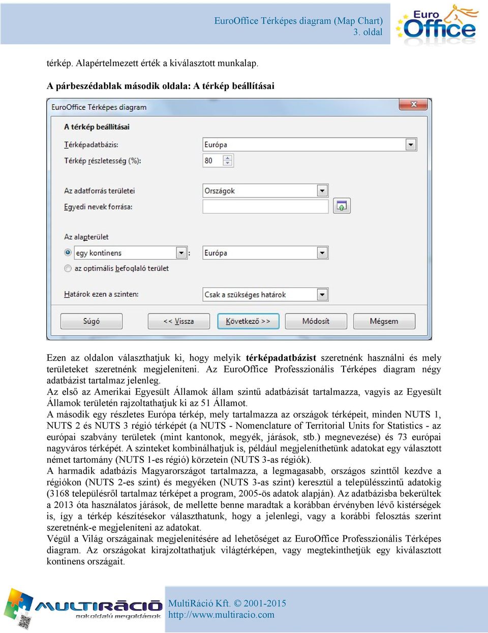 Az EuroOffice Professzionális Térképes diagram négy adatbázist tartalmaz jelenleg.