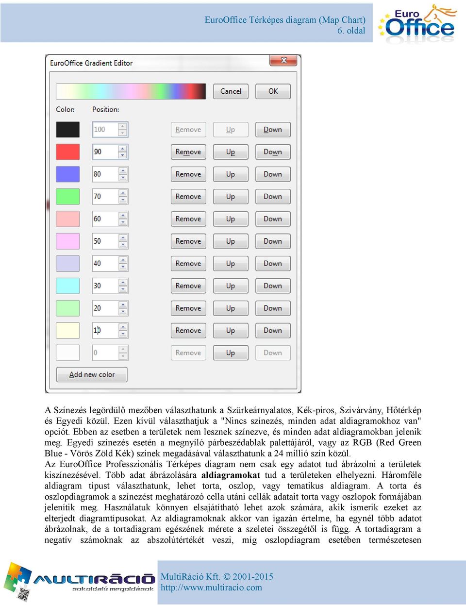 Egyedi színezés esetén a megnyíló párbeszédablak palettájáról, vagy az RGB (Red Green Blue - Vörös Zöld Kék) színek megadásával választhatunk a 24 millió szín közül.