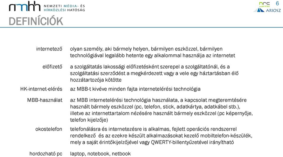 kötötte az MBB-t kivéve minden fajta internetelérési technológia az MBB internetelérési technológia használata, a kapcsolat megteremtésére használt bármely eszközzel (pc, telefon, stick, adatkártya,