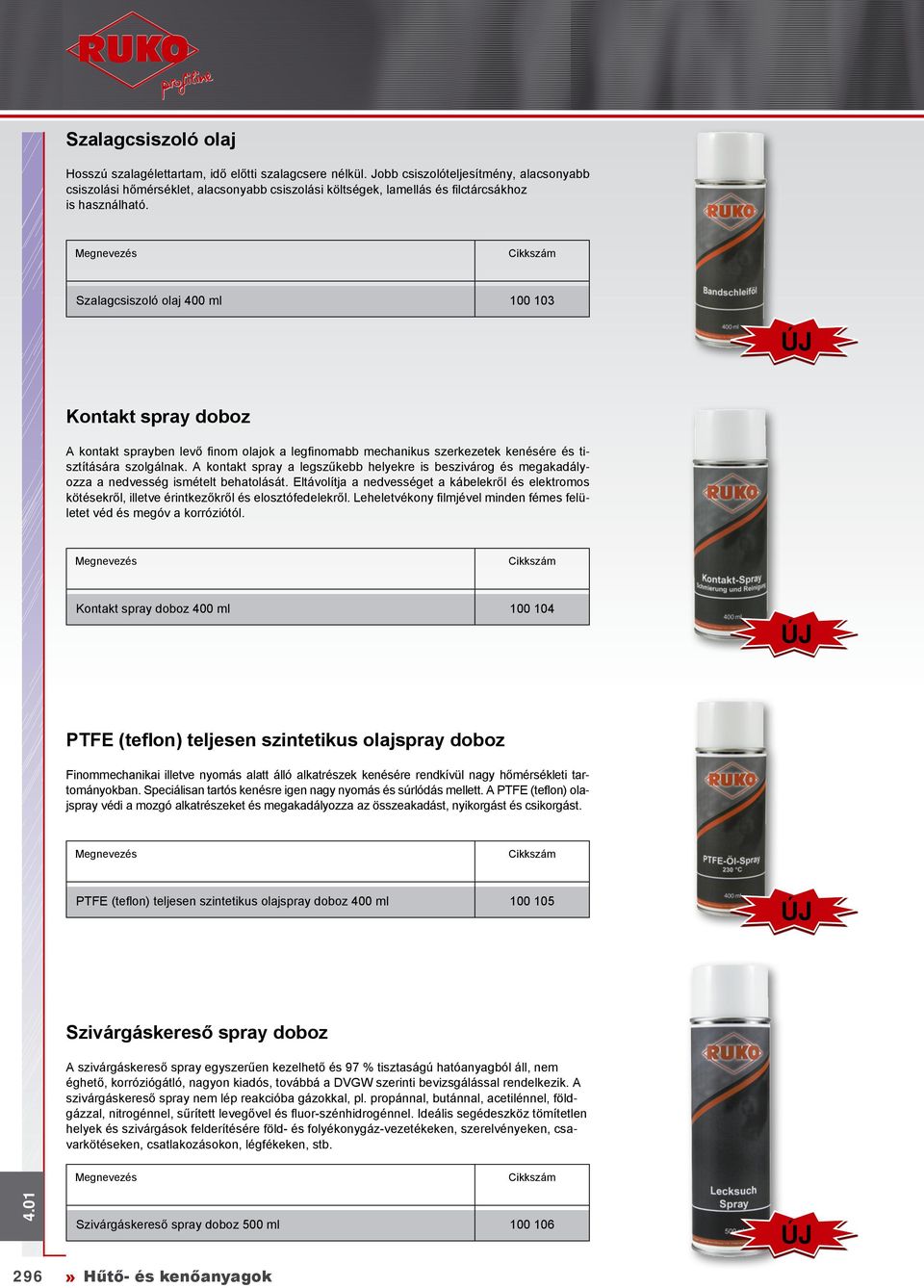 Szalagcsiszoló olaj 400 ml 100 103 Kontakt spray doboz A kontakt sprayben levő finom olajok a legfinomabb mechanikus szerkezetek kenésére és tisztítására szolgálnak.