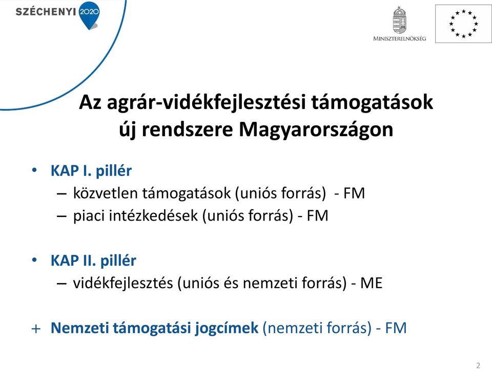 pillér közvetlen támogatások (uniós forrás) - FM piaci intézkedések