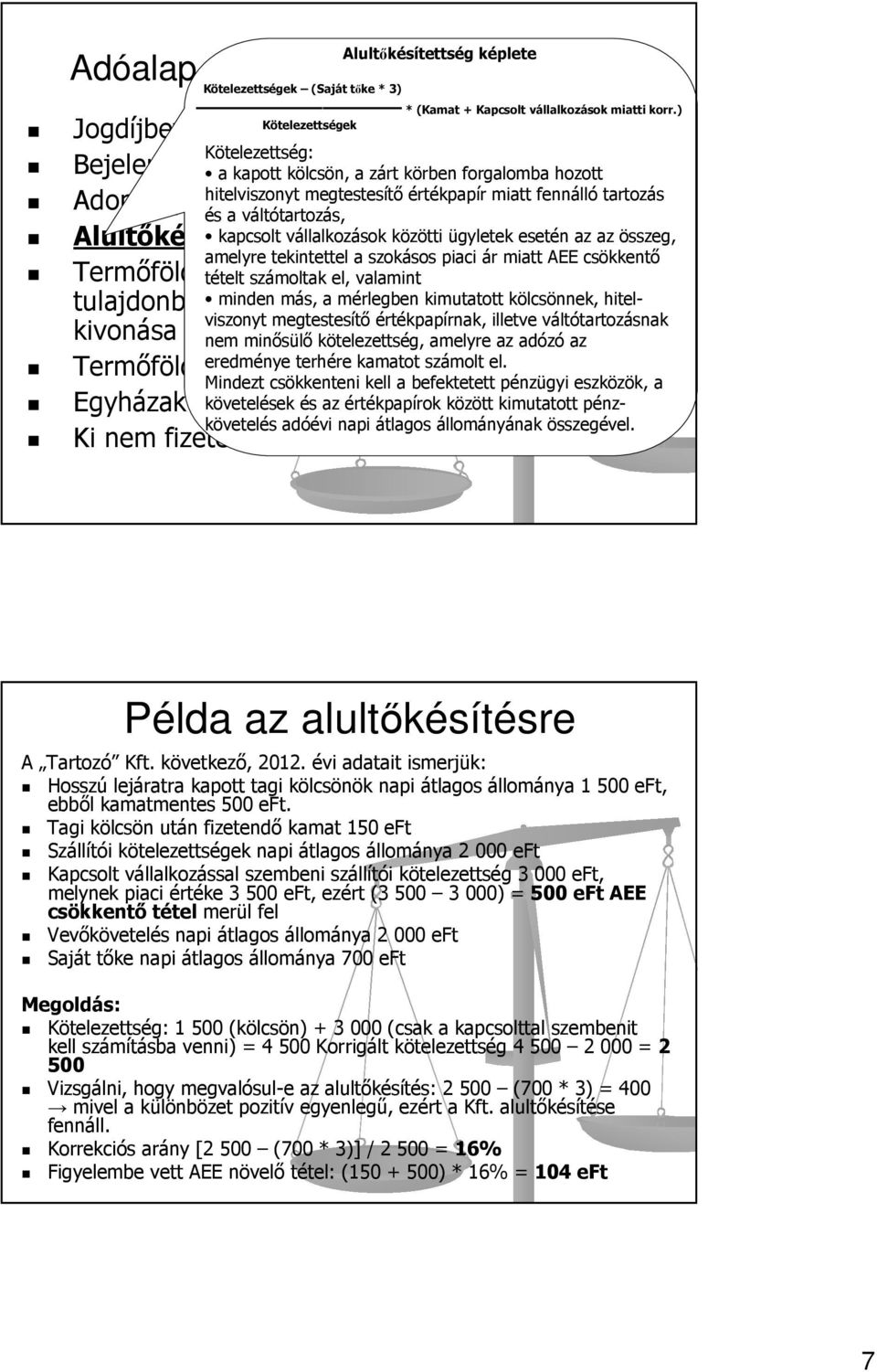 Kötelezettségek Jogdíjbevételre jogosító immateriális jószág Kötelezettség: Bejelentett immateriális a kapott kölcsön, a jószág zárt körben értékesítése forgalomba hozott Adományok kedvezménye és a