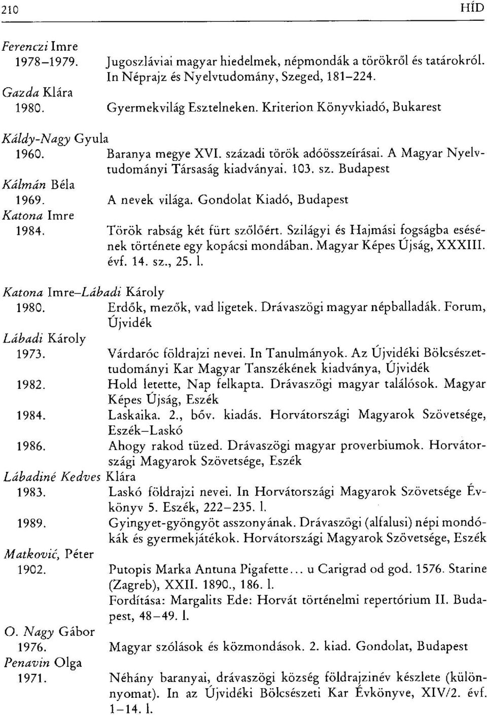 Gondolat Kiadó, Budapest Katona Imre 1984. Török rabság két fürt sz őlőért. Szilágyi és Hajmási fogságba esésének története egy kopácsi mondában. Magyar Képes Ujság, XXXIII. évf. 14. sz., 25. 1. Katona Imre-Lábadi Károly 1980.