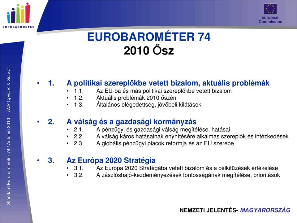 3. A globális pénzügyi piacok reformja és az EU szerepe 3. Az Európa 2020 Stratégia 3.1.