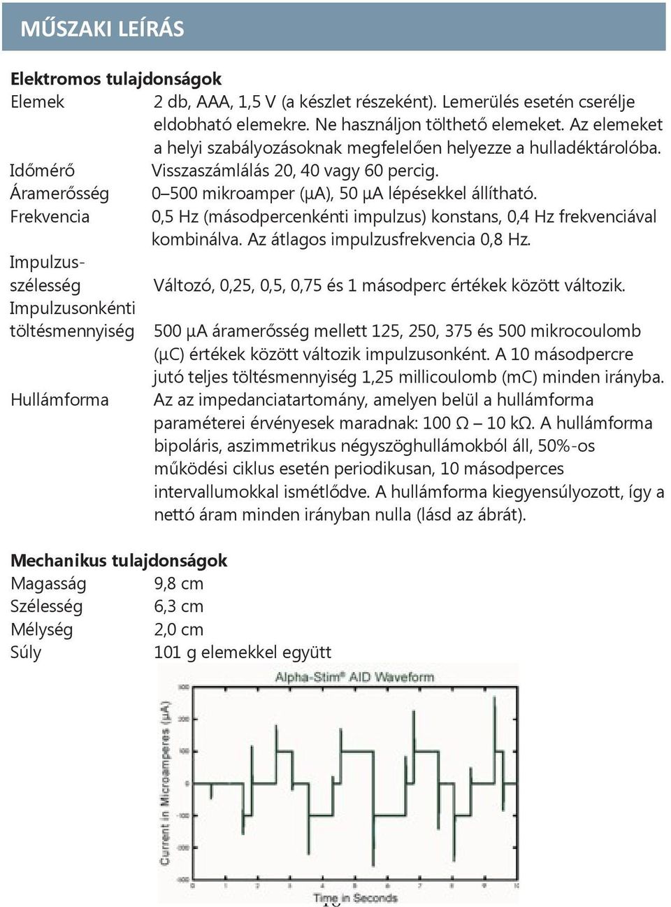 Frekvencia 0,5 Hz (másodpercenkénti impulzus) konstans, 0,4 Hz frekvenciával kombinálva. Az átlagos impulzusfrekvencia 0,8 Hz.