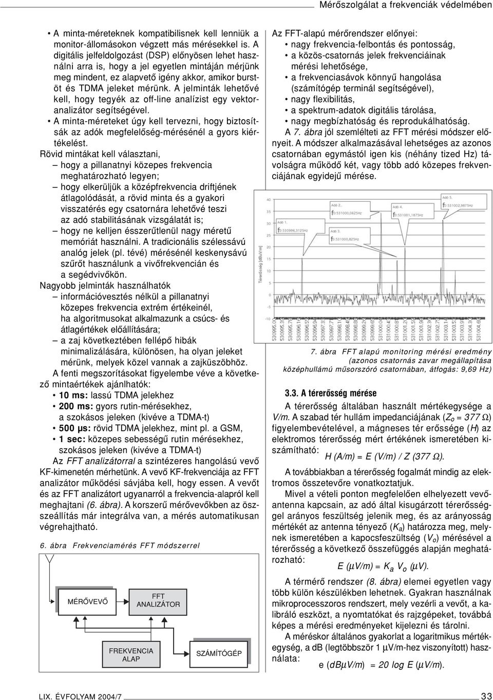 A jelminták lehetôvé kell, hogy tegyék az off-line analízist egy vektoranalizátor segítségével.