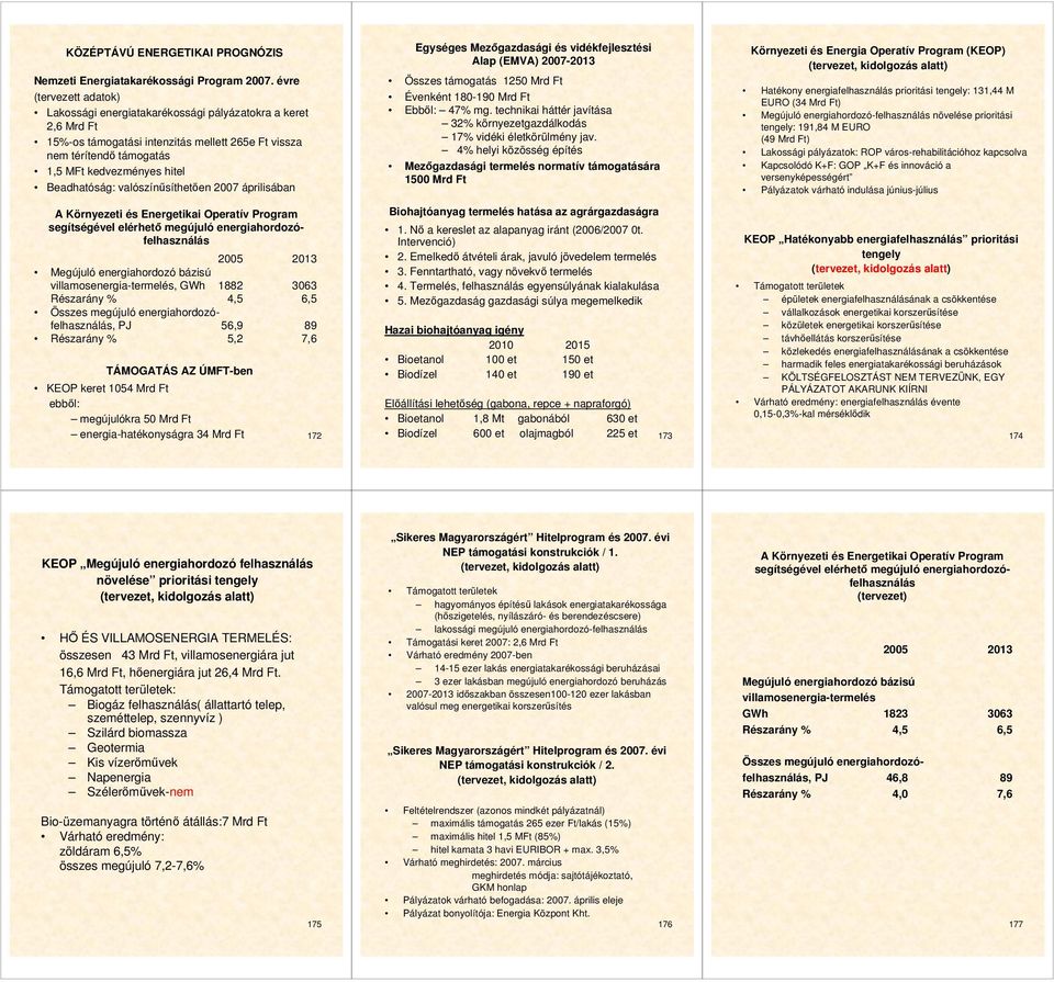 Beadhatóság: valószínősíthetıen 2007 áprilisában A Környezeti és Energetikai Operatív Program segítségével elérhetı megújuló energiahordozófelhasználás 2005 2013 Megújuló energiahordozó bázisú