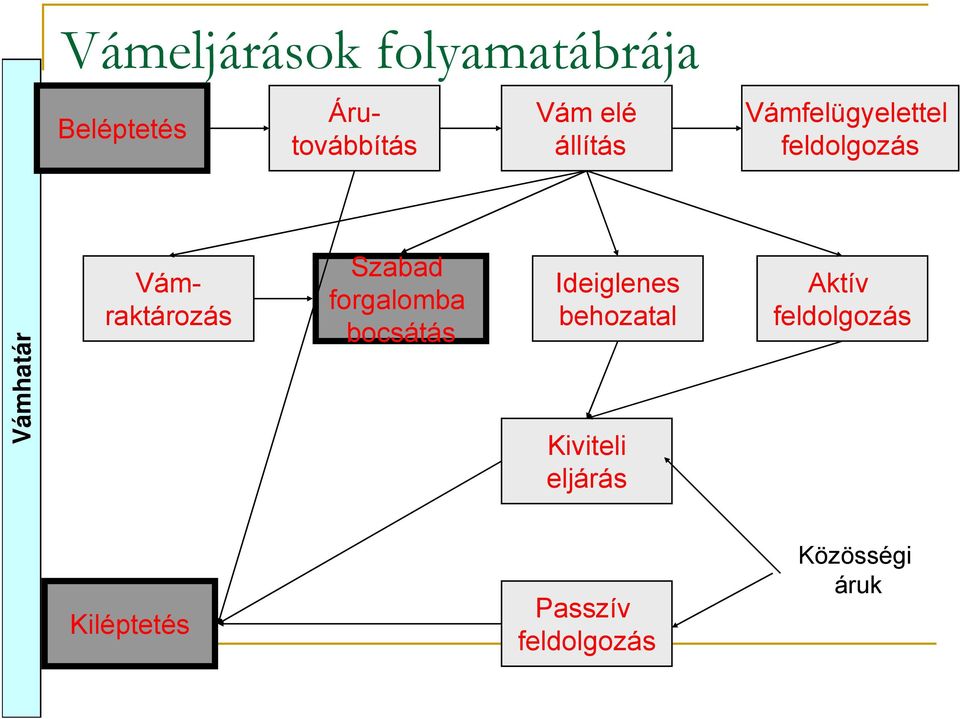 Szabad forgalomba bocsátás Ideiglenes behozatal Kiviteli