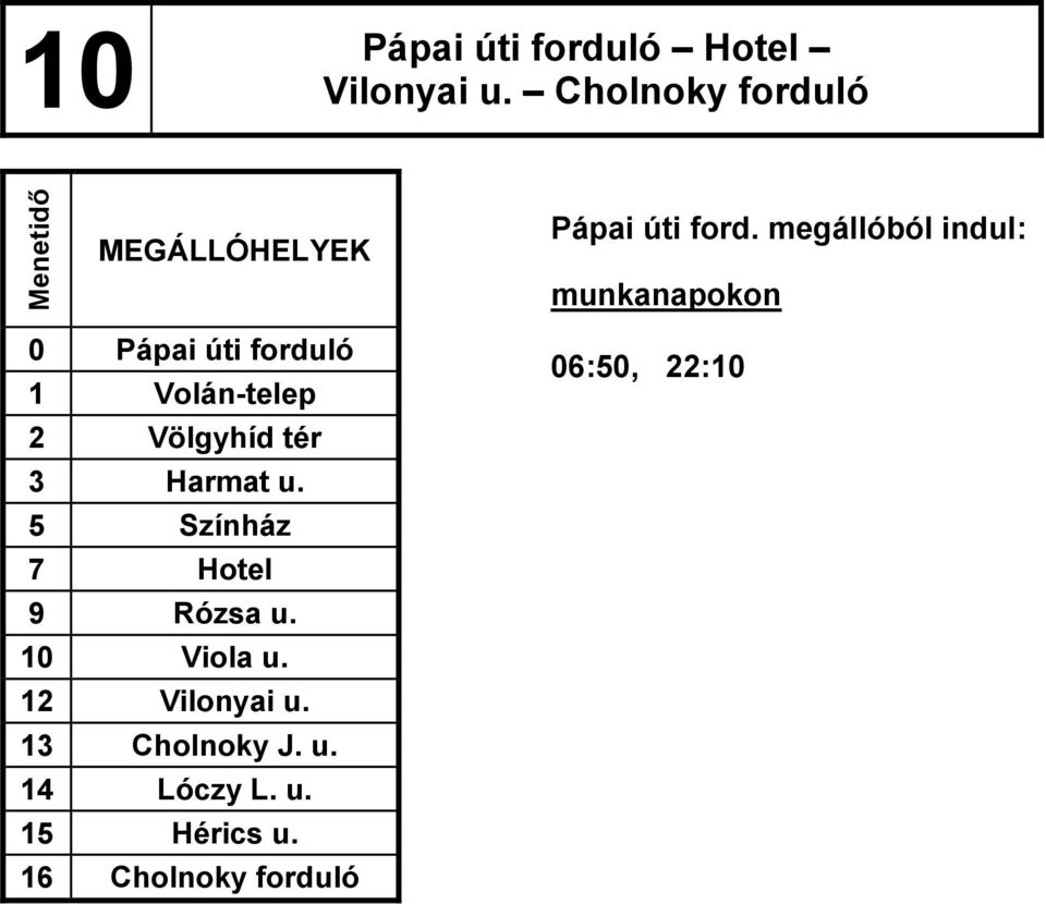 u. 5 Színház 7 Hotel 9 Rózsa u. 10 Viola u. 12 Vilonyai u. 13 Cholnoky J.