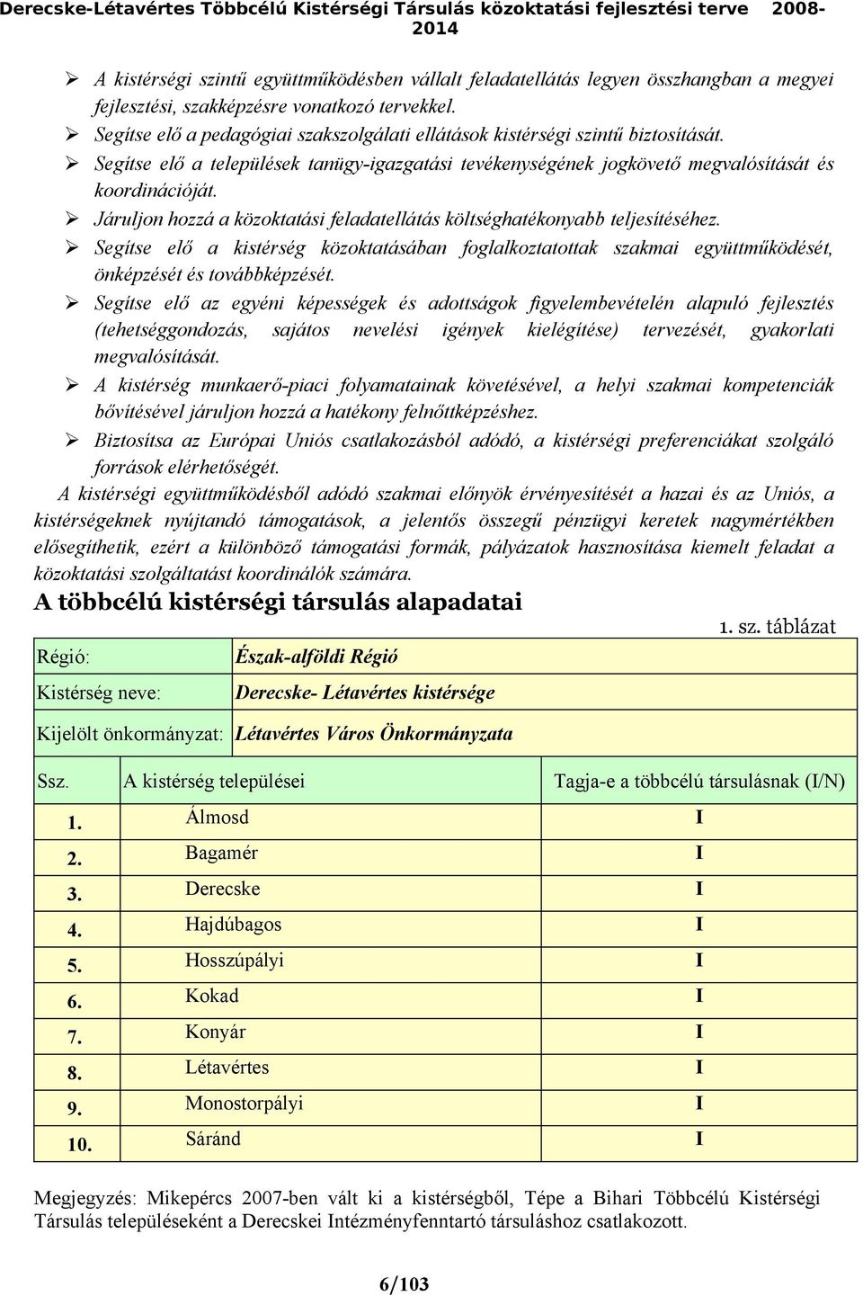 Segítse elő a települések tanügy-igazgatási tevékenységének jogkövető megvalósítását és koordinációját. Járuljon hozzá a közoktatási feladatellátás költséghatékonyabb teljesítéséhez.