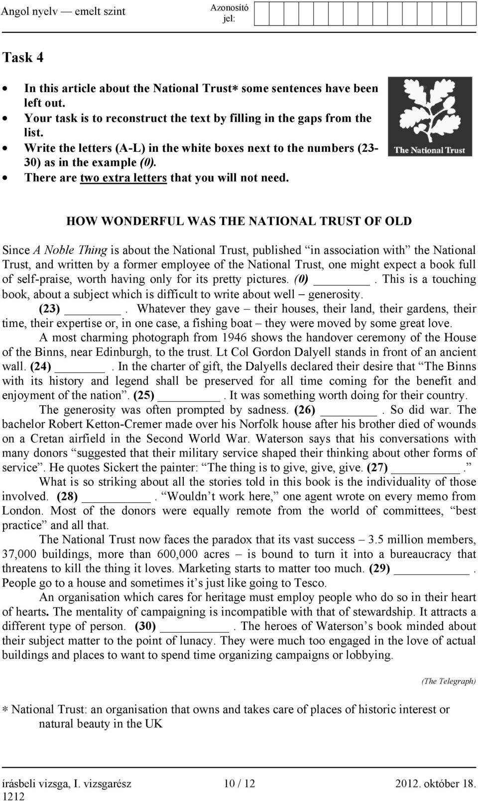 HOW WONDERFUL WAS THE NATIONAL TRUST OF OLD Since A Noble Thing is about the National Trust, published in association with the National Trust, and written by a former employee of the National Trust,