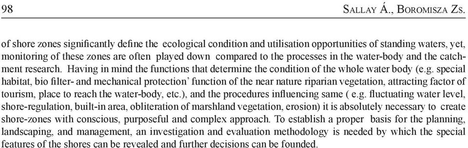 water-body and the catchment research. Having 