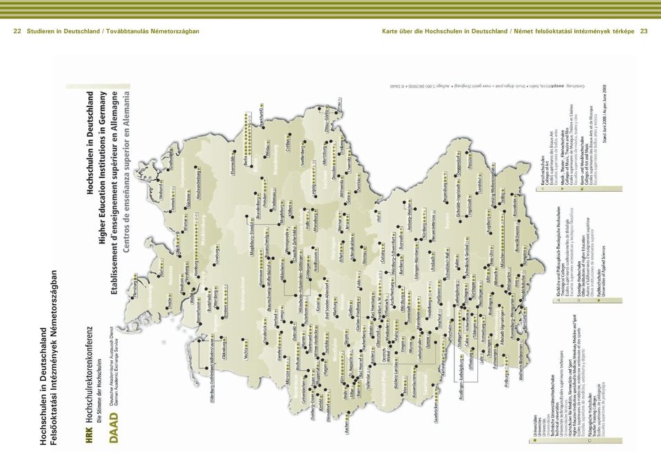 Deutschland / Német felsőoktatási intézmények térképe