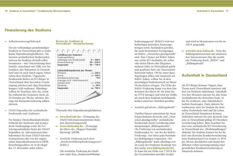 Die meisten ausländischen Studierenden müssen ihr Studium deshalb selbst finanzieren mit Unterstützung ihrer Familie, manchmal mit Hilfe von Verwandten oder Bekannten in Deutschland und oft auch