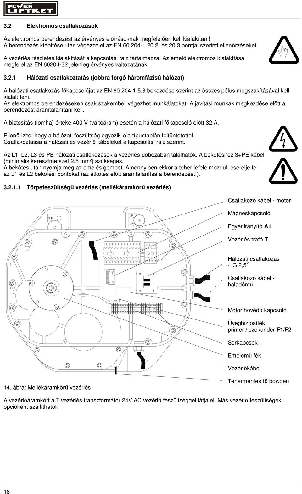 4-32 jelenleg érvényes változatának. 3.2.1 Hálózati csatlakoztatás (jobbra forgó háromfázisú hálózat) A hálózati csatlakozás fıkapcsolóját az EN 60 204-1 5.