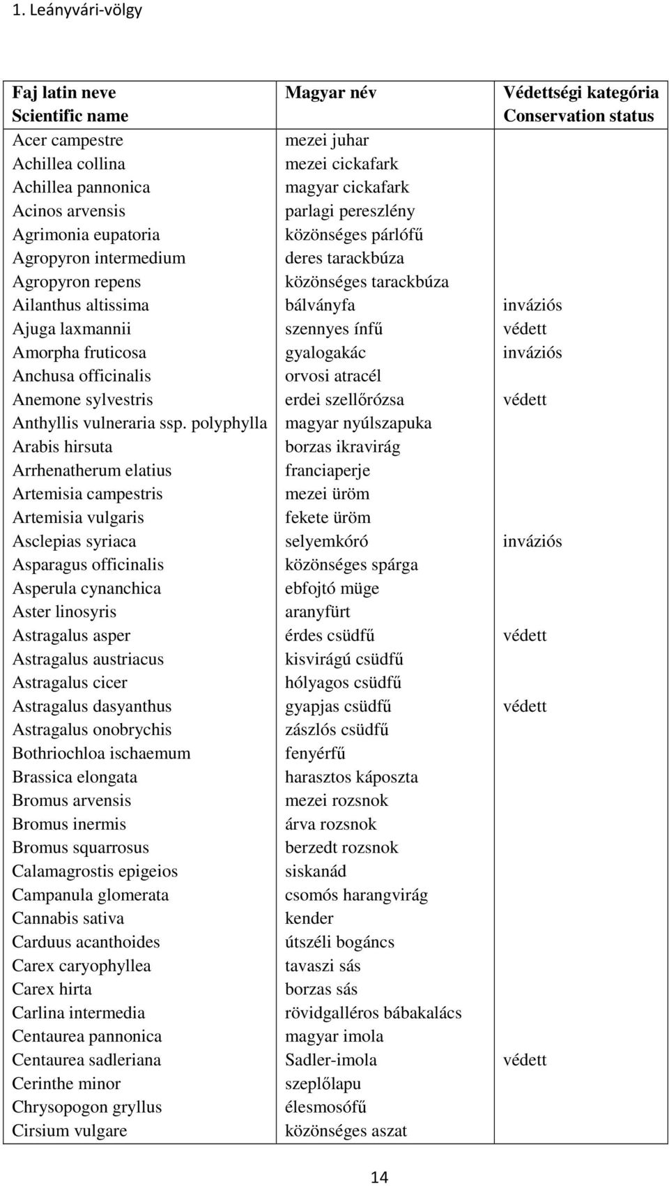 polyphylla Arabis hirsuta Arrhenatherum elatius Artemisia campestris Artemisia vulgaris Asclepias syriaca Asparagus officinalis Asperula cynanchica Aster linosyris Astragalus asper Astragalus